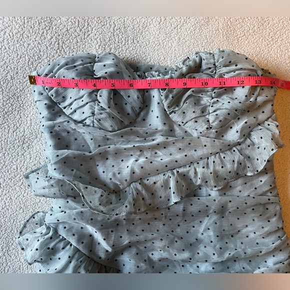 Hello Molly Strapless Mini Dress, Light Gray w Polka Dots. Size Small/4 - Picture 6 of 11